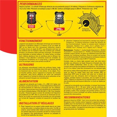 ACTO - Retro répulsif ultrasons chiens chats lapins fouines herons