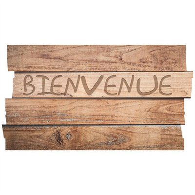 IDMAT - Boston découpe planche bienvenue brun 40x70 cm
