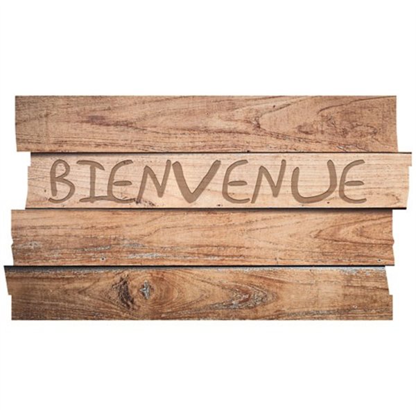 IDMAT - Boston découpe planche bienvenue brun 40x70 cm