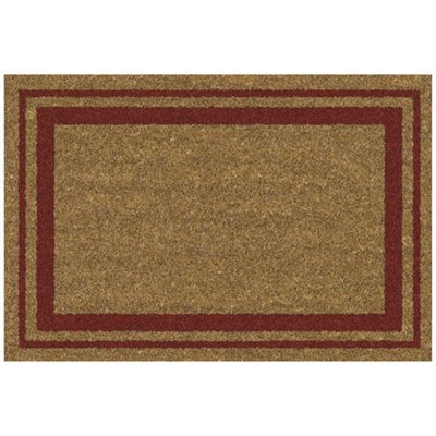 IDMAT - Tapis coco naturel bordures rouge 40x60cm