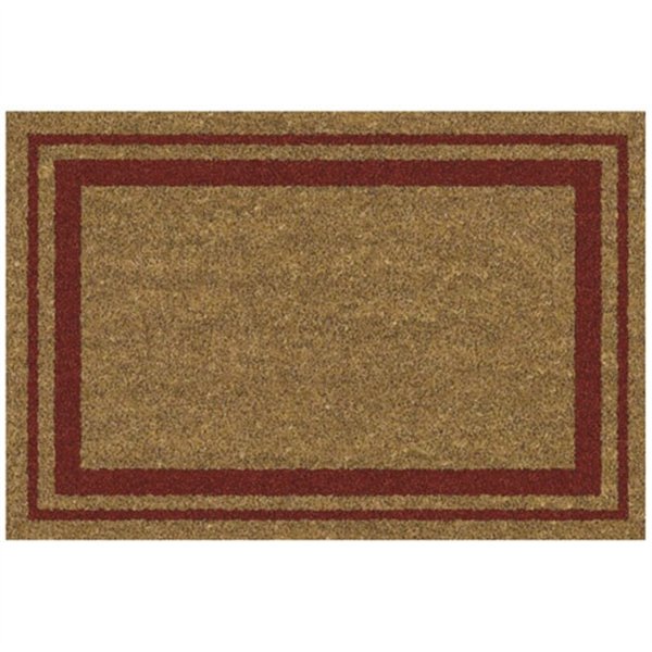 IDMAT - Tapis coco naturel bordures rouge 40x60cm