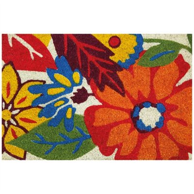 IDMAT - Tapis coco blanchi flowers 40x60 cm