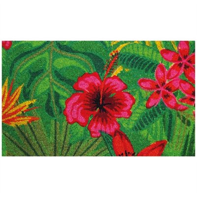 IDMAT - Tapis coco naturel hibiscus 45x75cm