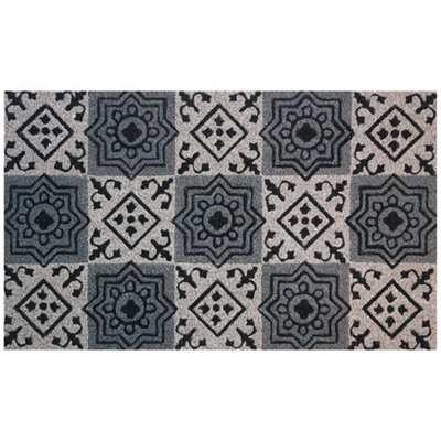 IDMAT - Tapis coco naturel carreaux ciment 45x75cm