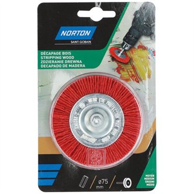NORTON - Brosse perceuse circulaire nylon rouge 75 Norton