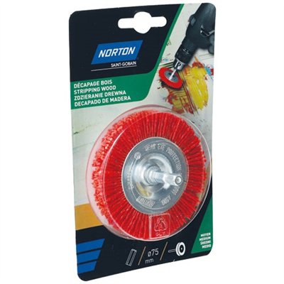 NORTON - Brosse perceuse circulaire nylon rouge 75 Norton