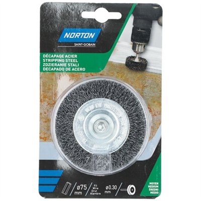 NORTON - Brosse perceuse circulaire ondulé acier 75 Norton
