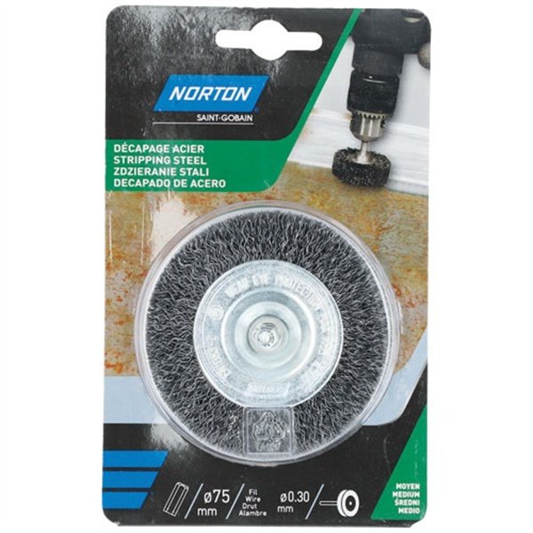 NORTON - Brosse perceuse circulaire ondulé acier 75 Norton