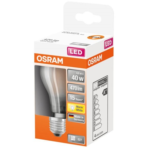 OSRAM - Led standard verre depoli 4w e27 chaud bte 1
