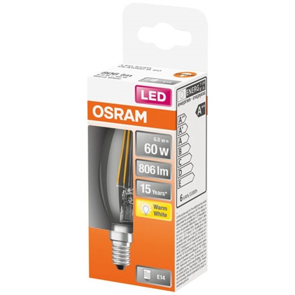 OSRAM - Led flamme clair filament 6.5w e14 chaud bte 1