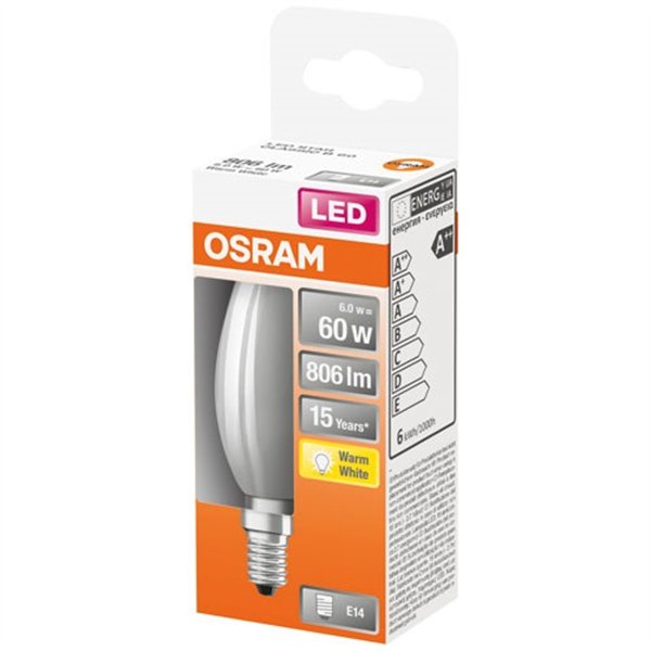 OSRAM - Led flamme verre dépoli 6.5w e14 chaud bte 1