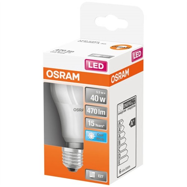 OSRAM - Led standard dépolie avec radiateur 5.5w e27 froid bte 1