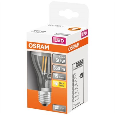 OSRAM - Led standard clair filament argentée 6.5w e27 chaud boite d