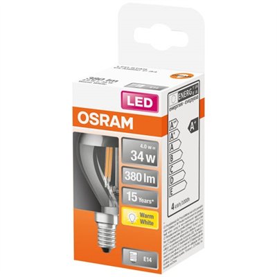 OSRAM - Led sphérique clair filament argentée 4w e14 chaud boite de