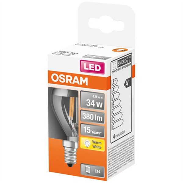 OSRAM - Led sphérique clair filament argentée 4w e14 chaud boite de
