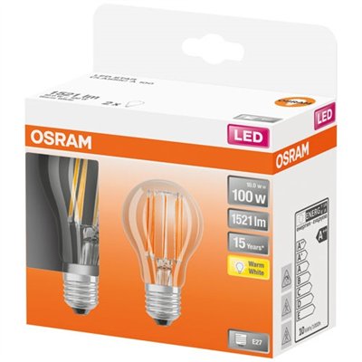 OSRAM - Led standard verre clair 10w e27 chaud boite de 2