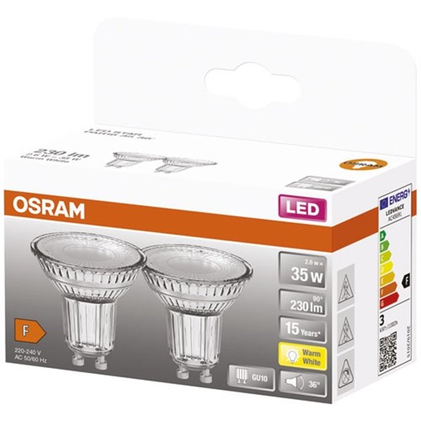 OSRAM - Spot par16 led50 verre 4.3w gu10 chaud boite de 2
