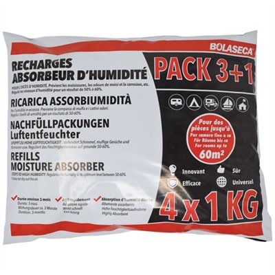BOLASECA - Recharge absorbeur d'humidité sachet 4 x 1 kg