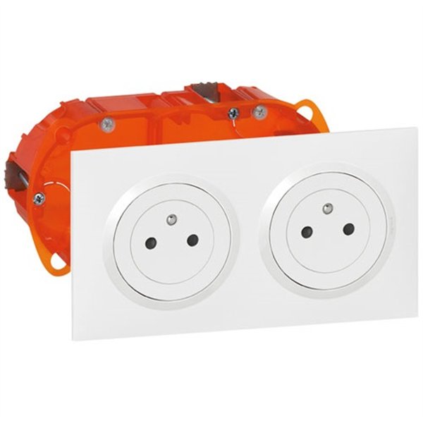LEGRAND - Kit double prise 2p+t précâblé boite encastrement multi mat