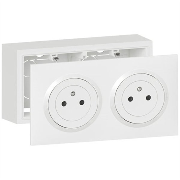 LEGRAND - Kit double prise 2p+t/surface précâblée bte saillie Dooxie