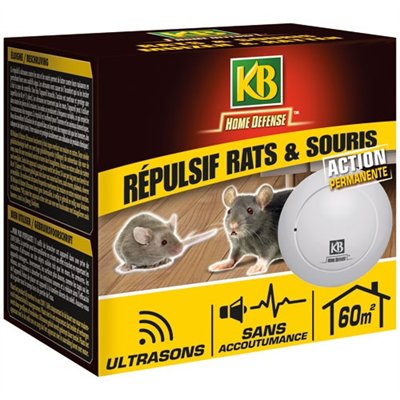 KB HOME DEFENSE - Répulsif rats et souris ultrasons 60m²