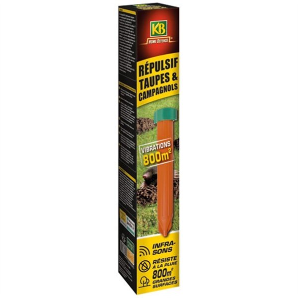 KB HOME DEFENSE - Répulsif taupes vibrations 800m²