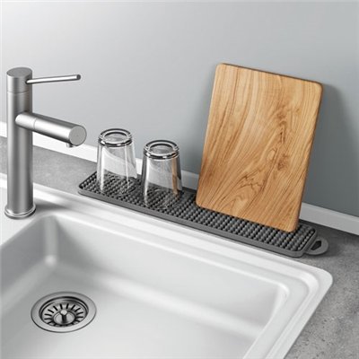 METALTEX - Tapis égouttoir GRAVITY SLIM recto-verso plast. GRIS 40x8cm