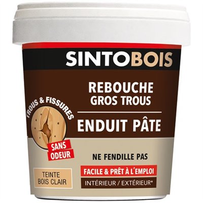 SINTO - Sintobois pate rebouche gros trous bois 1kg bois clair