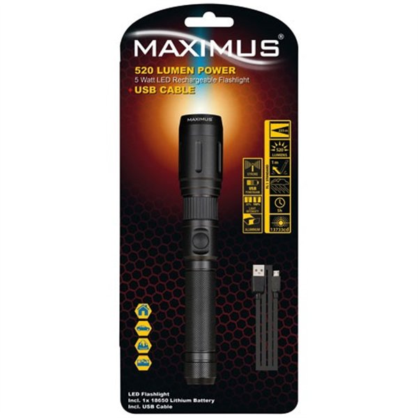 LAMPE TORCHE RECHARG.MAXIMUS 520LM 5W