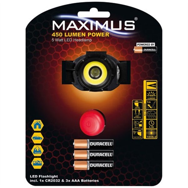 LAMPE TORCHE FRONTALE MAXIMUS450LM 5W