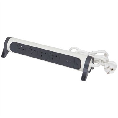 LEGRAND - Multiprise FB 4x2P+T prenium parafoudre1.5m 1mm² blanc/noir