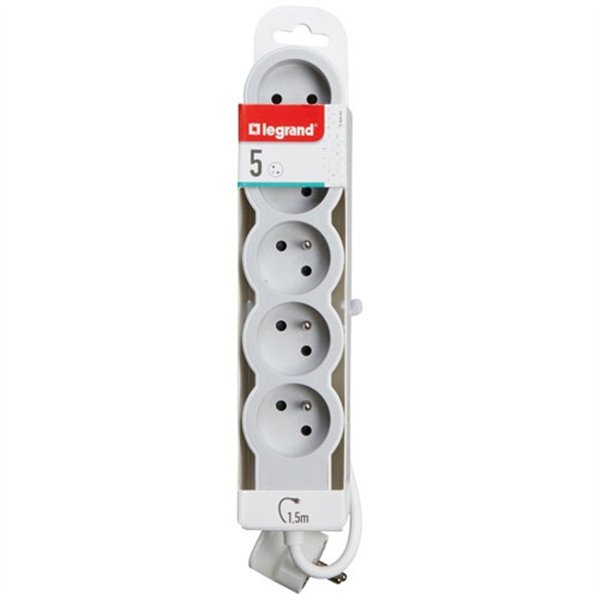 LEGRAND - Multiprise FB 5x2P+T standard 1.5m 1mm² blanc/gris