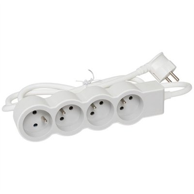 LEGRAND - Multiprise FB 4x2P+T standard 3m 1mm² blanc/gris