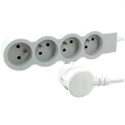 LEGRAND - Multiprise FB 4x2P+T standard 3m 1mm² blanc/gris