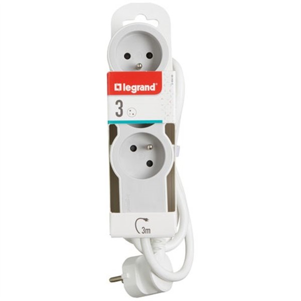 LEGRAND - Multiprise FB 3x2P+T standard 3m 1mm² blanc/gris