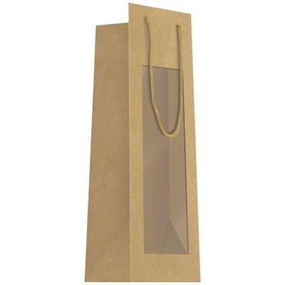 PAPETERIE DU POITOU - Sac cadeau bouteille kraft+fenetre 11x39cm