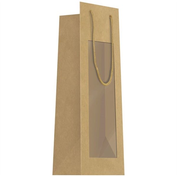 PAPETERIE DU POITOU - Sac cadeau bouteille kraft+fenetre 11x39cm