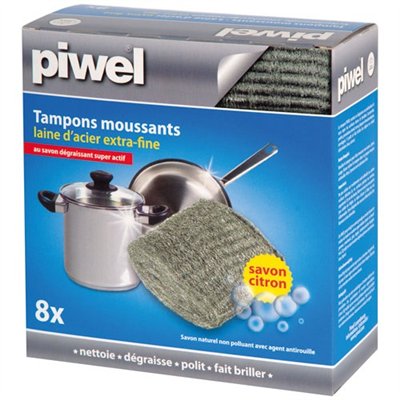 TAMPEL - Tampons laine d'acier avec savon x8