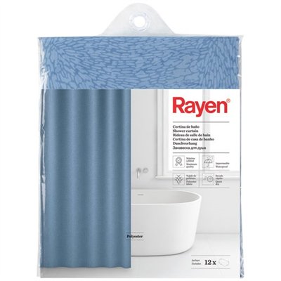 RAYEN - Rideau douche 180x200cm polyester bleu
