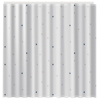 RAYEN - Rideau douche 180x200 polyester blanc motifs points