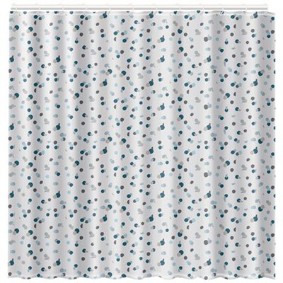 RAYEN - Rideau douche 180x200 polyester blanc points bleus