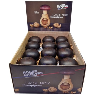 ROGER ORFEVRE - Display 12 Casse-noix & Noisettes Bois - Champignon