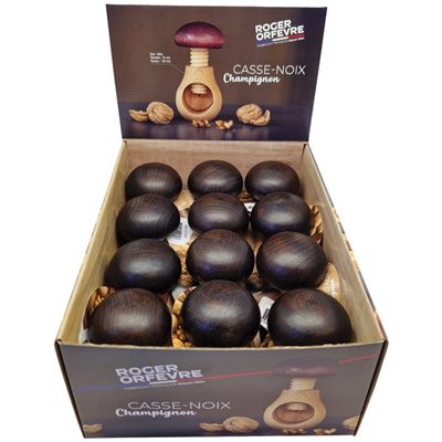 ROGER ORFEVRE - Display 12 Casse-noix & Noisettes Bois - Champignon