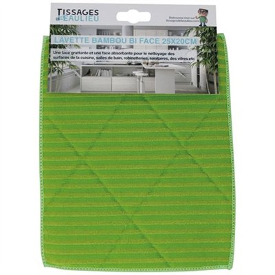 TISSAGES DE BEAULIEU - Lavette bambou bi face 25x20cm sur carte