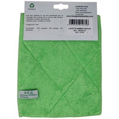 TISSAGES DE BEAULIEU - Lavette bambou bi face 25x20cm sur carte