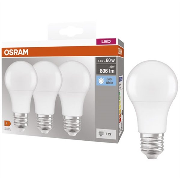 OSRAM - Led standard dépolie promo boite de 3 E27 9W blanc froid