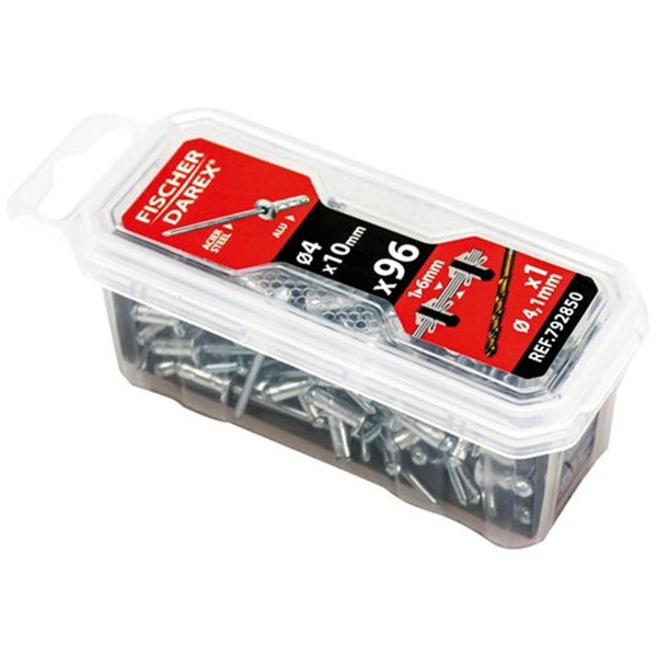 FISCHER DAREX - Rivets aveugle 4x10 x 96 pièces tête large plate