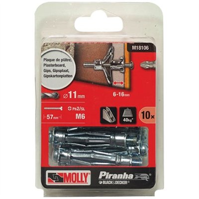 MOLLY - Cheville métallique expansion molly 6x50mm +vis m6 x10