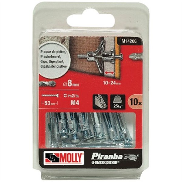 MOLLY - Cheville métallique a expansion molly 4x46mm + vis x10