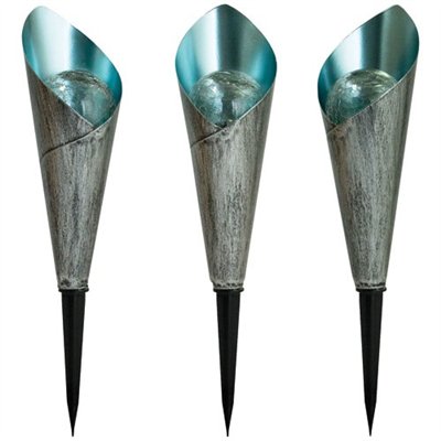 BORNE SOLAIRE DESIGN METAL ET VERRE X3 (Vendu par 1)